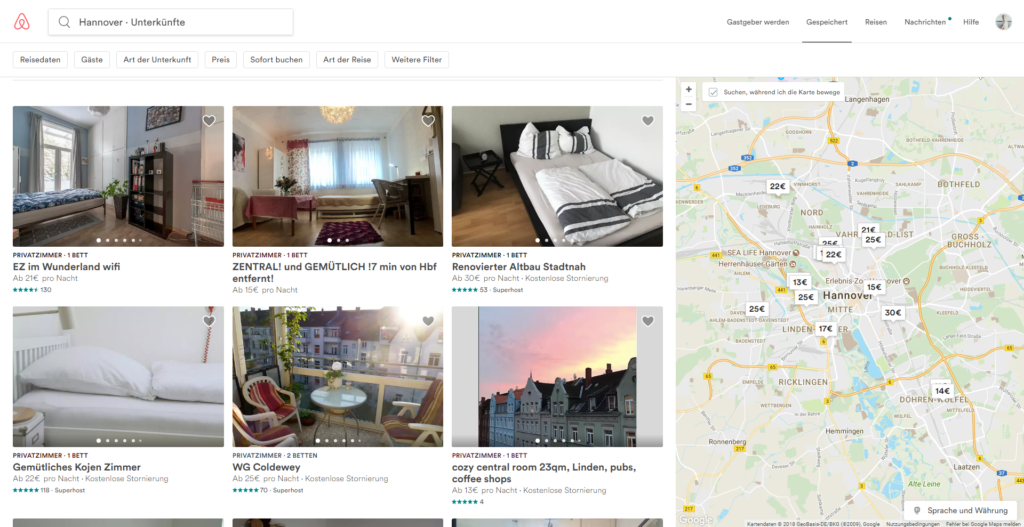 Airbnb Buchungsplattform